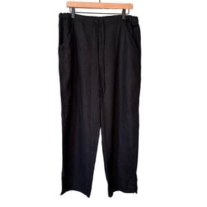 J. Jill Black Linen Wide Leg Casual Pants Medium Pull Omn